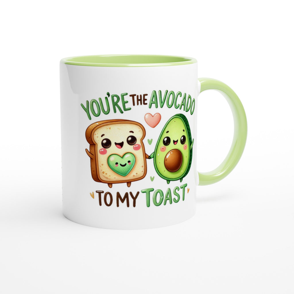 You're The Avocado To My Toast, Valentine - White 11oz Ceramic Mug with Colour Inside Colour 11oz Mug Food Globally Fulfilled Love