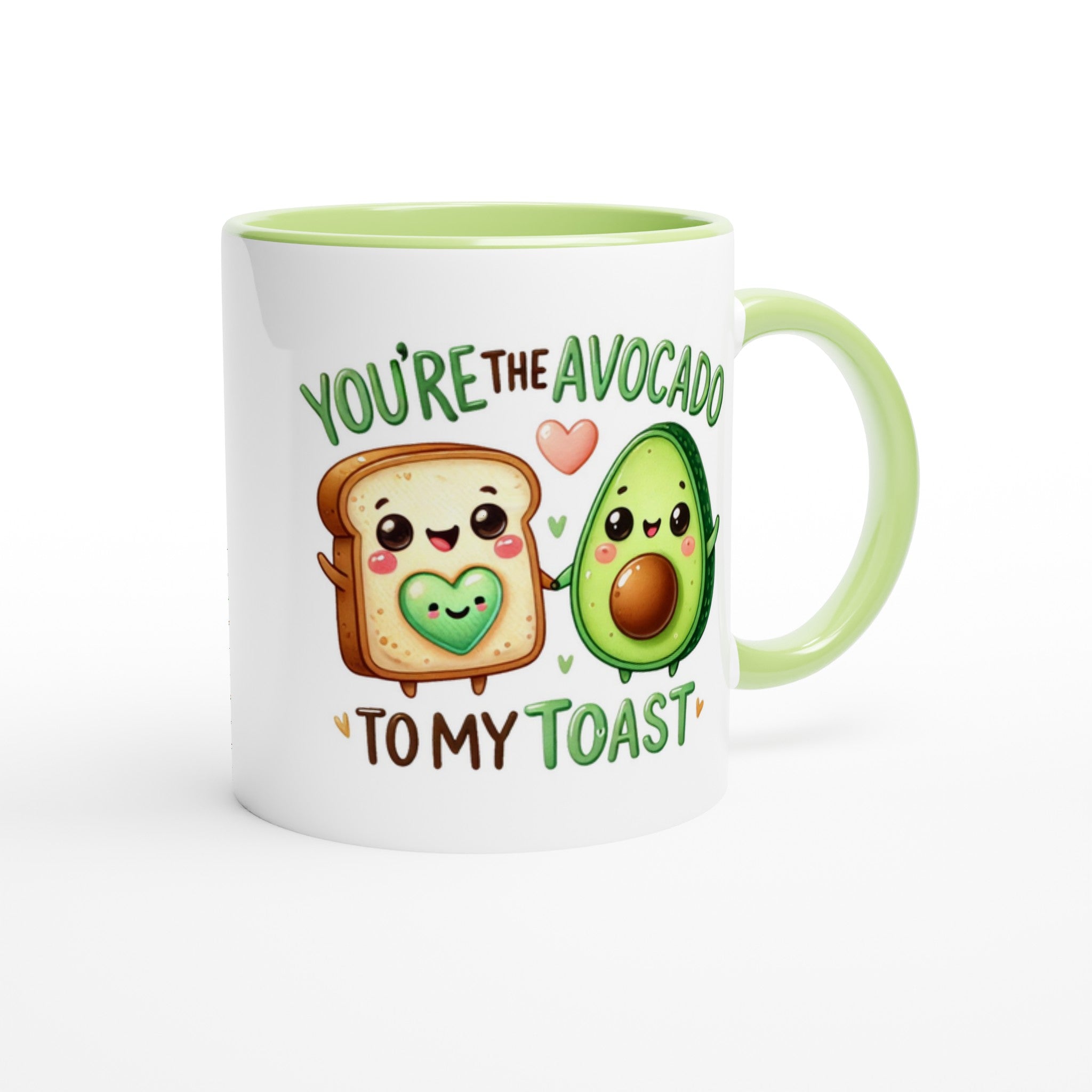 You're The Avocado To My Toast, Valentine - White 11oz Ceramic Mug with Colour Inside Colour 11oz Mug Food Globally Fulfilled Love