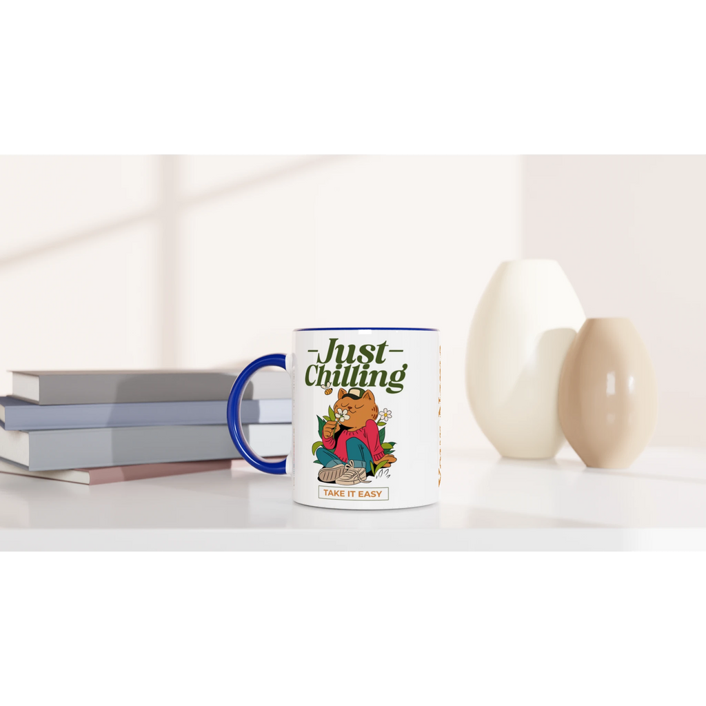 Personalised - Just Chilling - White 11oz Ceramic Mug with Colour Inside Personalised 11oz Mug animal customise Globally Fulfilled personalise