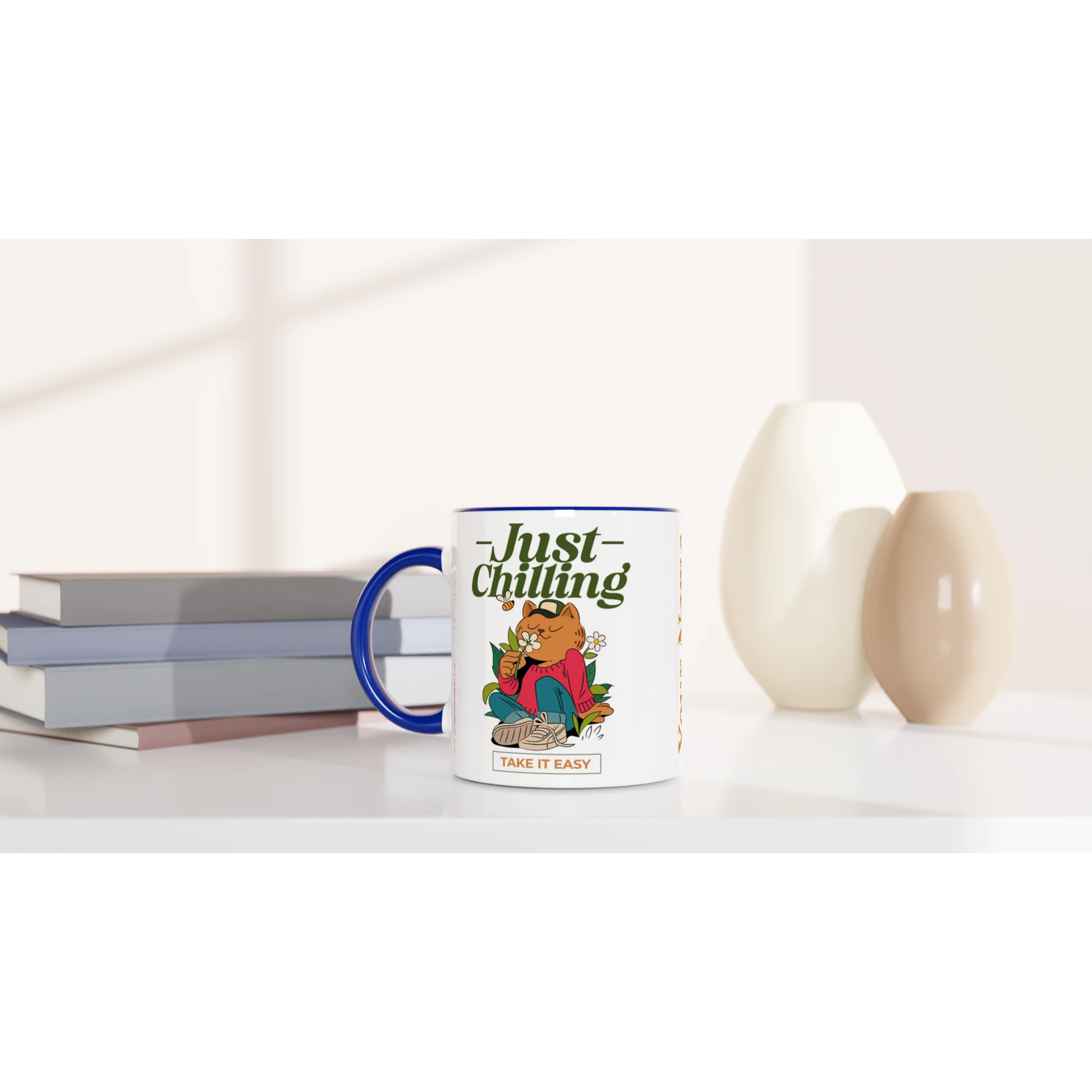 Personalised - Just Chilling - White 11oz Ceramic Mug with Colour Inside Personalised 11oz Mug animal customise Globally Fulfilled personalise