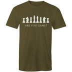 Are You Game, Chess - Mens T-Shirt Army Green Mens T-shirt Chess Games Printed In Australia