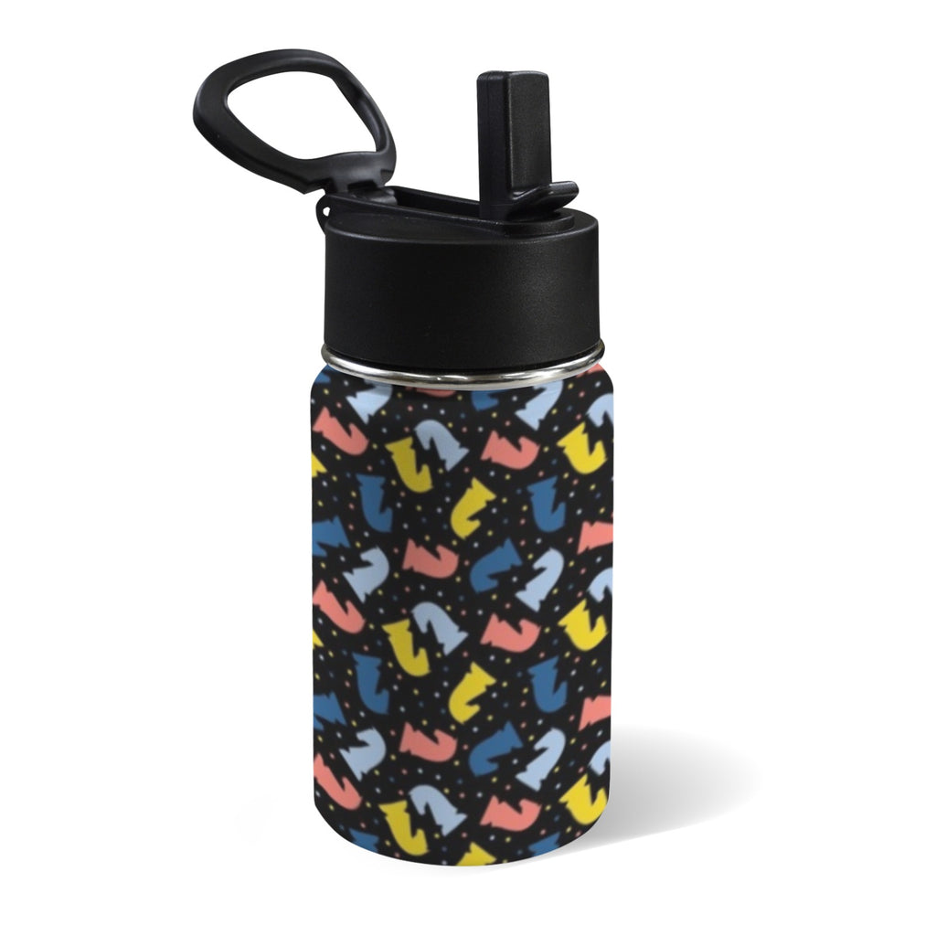 Colourful Chess Pattern 12oz Kids Water Bottle with Straw Lid