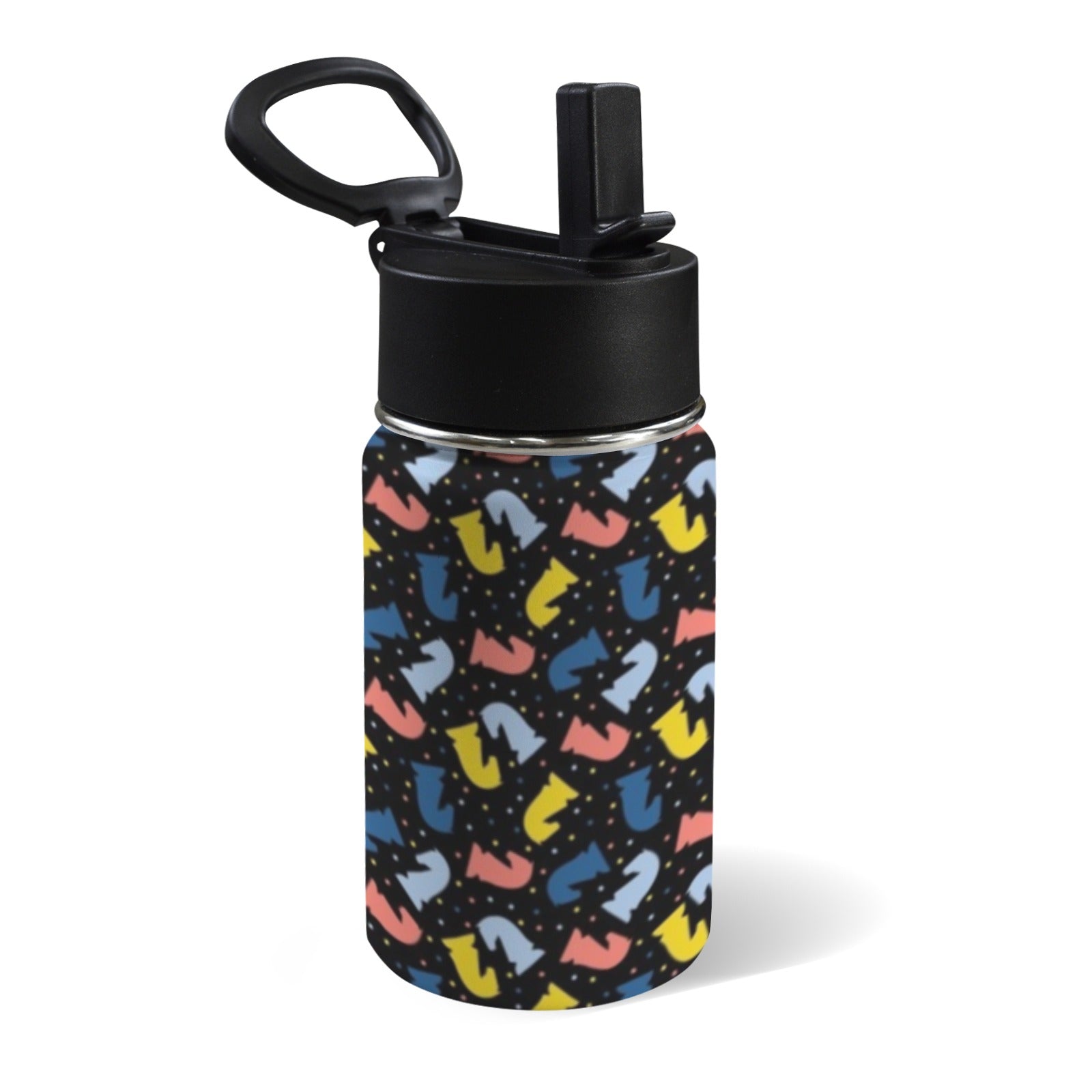 Colourful Chess Pattern 12oz Kids Water Bottle with Straw Lid