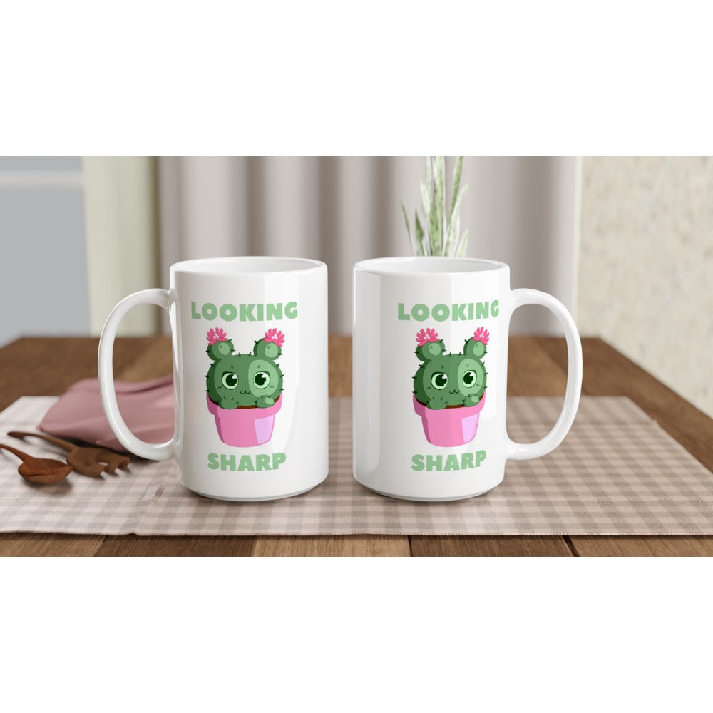 Cactus, Looking Sharp - White 15oz Ceramic Mug 15oz Mug funny Globally Fulfilled plant