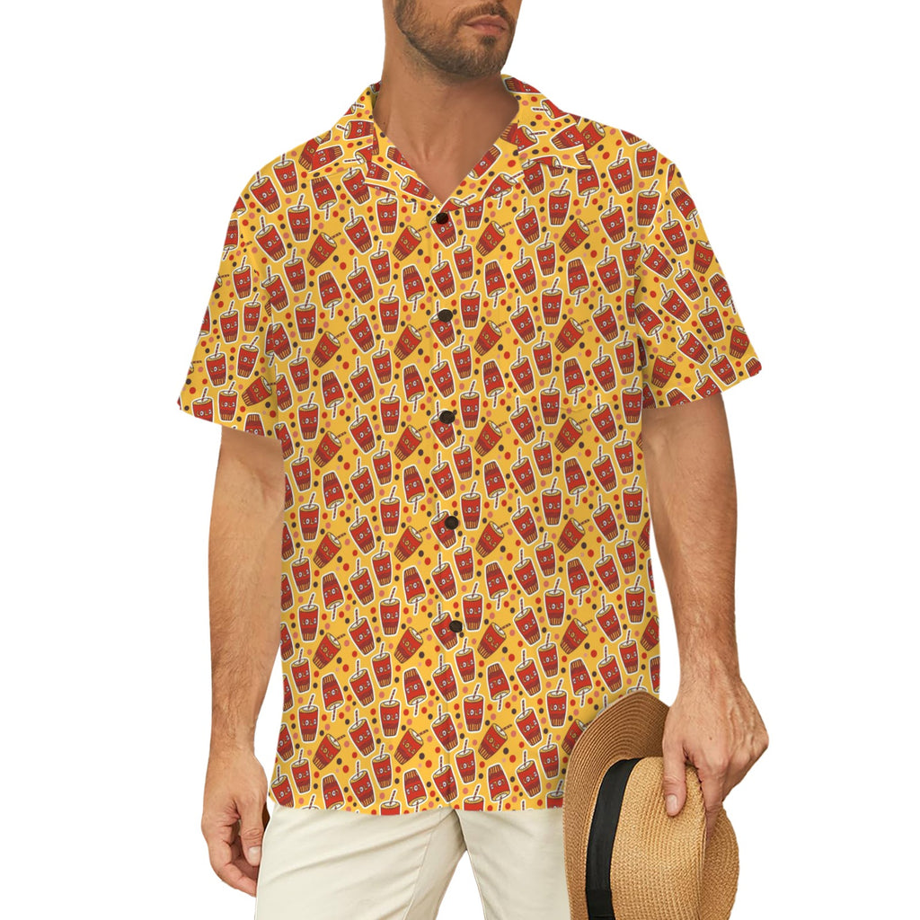 Cola Men's Short Sleeve Hawaiian Shirt Men's Hawaiian Shirt (New) Food Printed Offshore
