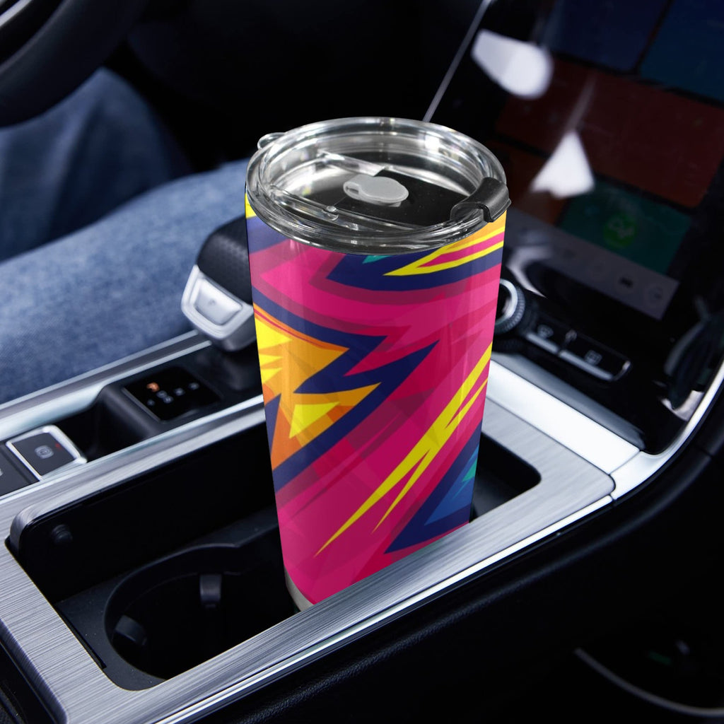 Abstract Bright - 20oz Mobile Tumbler with Lid (Black Lock) 20oz Travel Mug Printed Offshore
