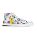 80's Grid Women's High Top Canvas Shoes Womens Classic High Top Shoes Printed Offshore Retro