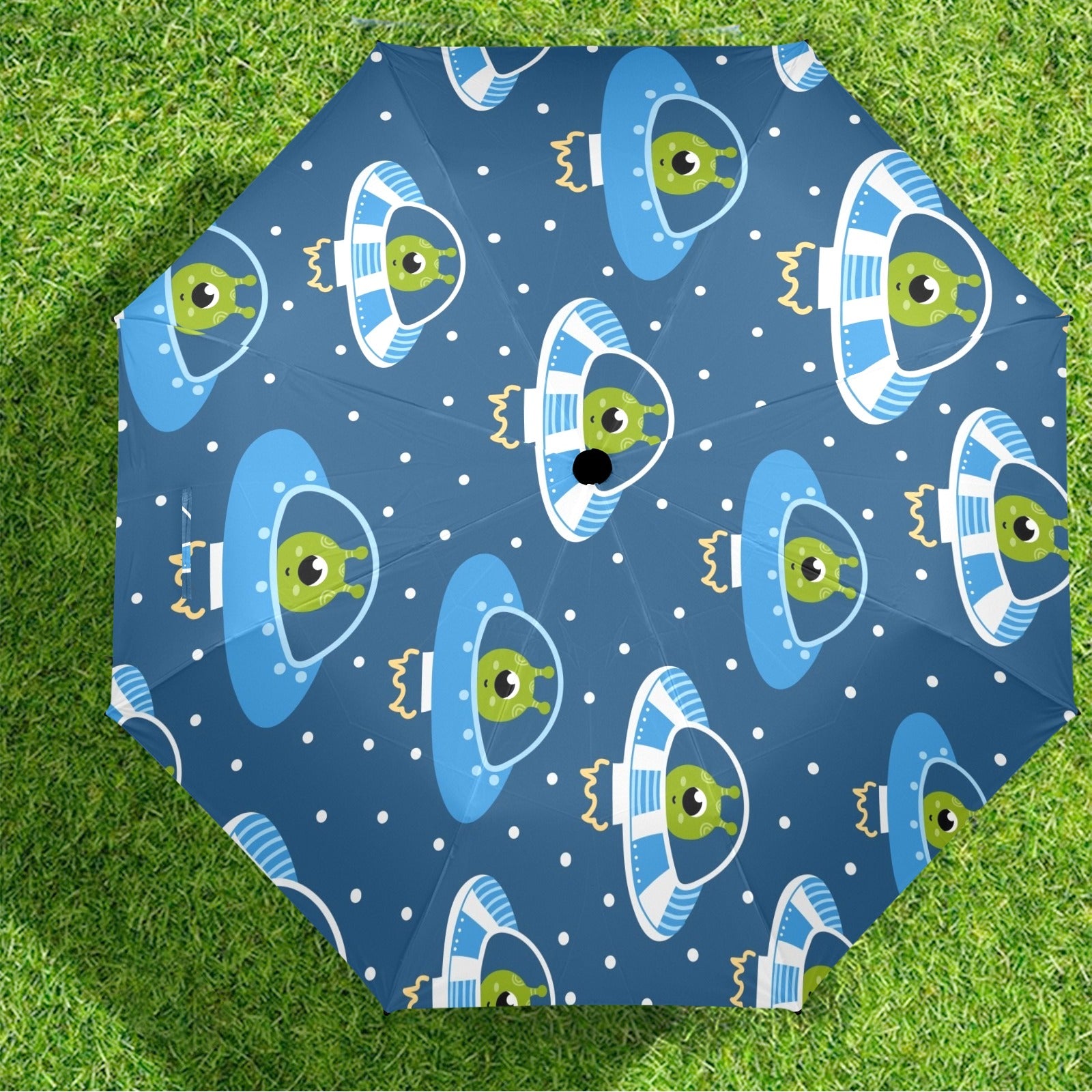 Cute Aliens in UFOs - Semi-Automatic Foldable Umbrella (Model U12) Semi-Automatic Foldable Umbrella (U12)