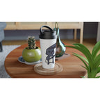 Wake Up, Coffee Rabbit - White 15oz Stainless Steel Travel Mug Travel Mug animal Coffee Globally Fulfilled