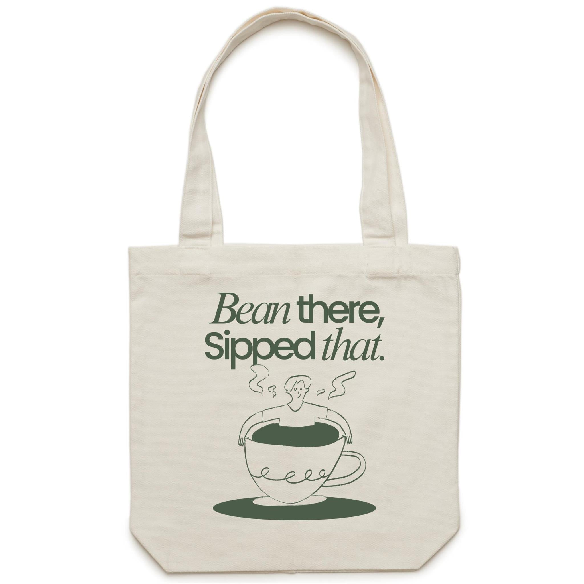 Bean There, Sipped That, Coffee - Canvas Tote Bag Default Title Tote Bag Coffee Printed In Australia