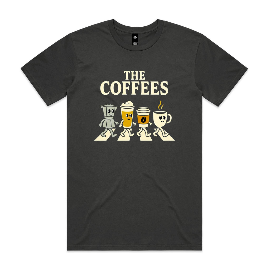 The Coffees, Crossing Road Men's AS Colour T-shirt Coal Mens T-shirt Coffee Music Printed In Australia