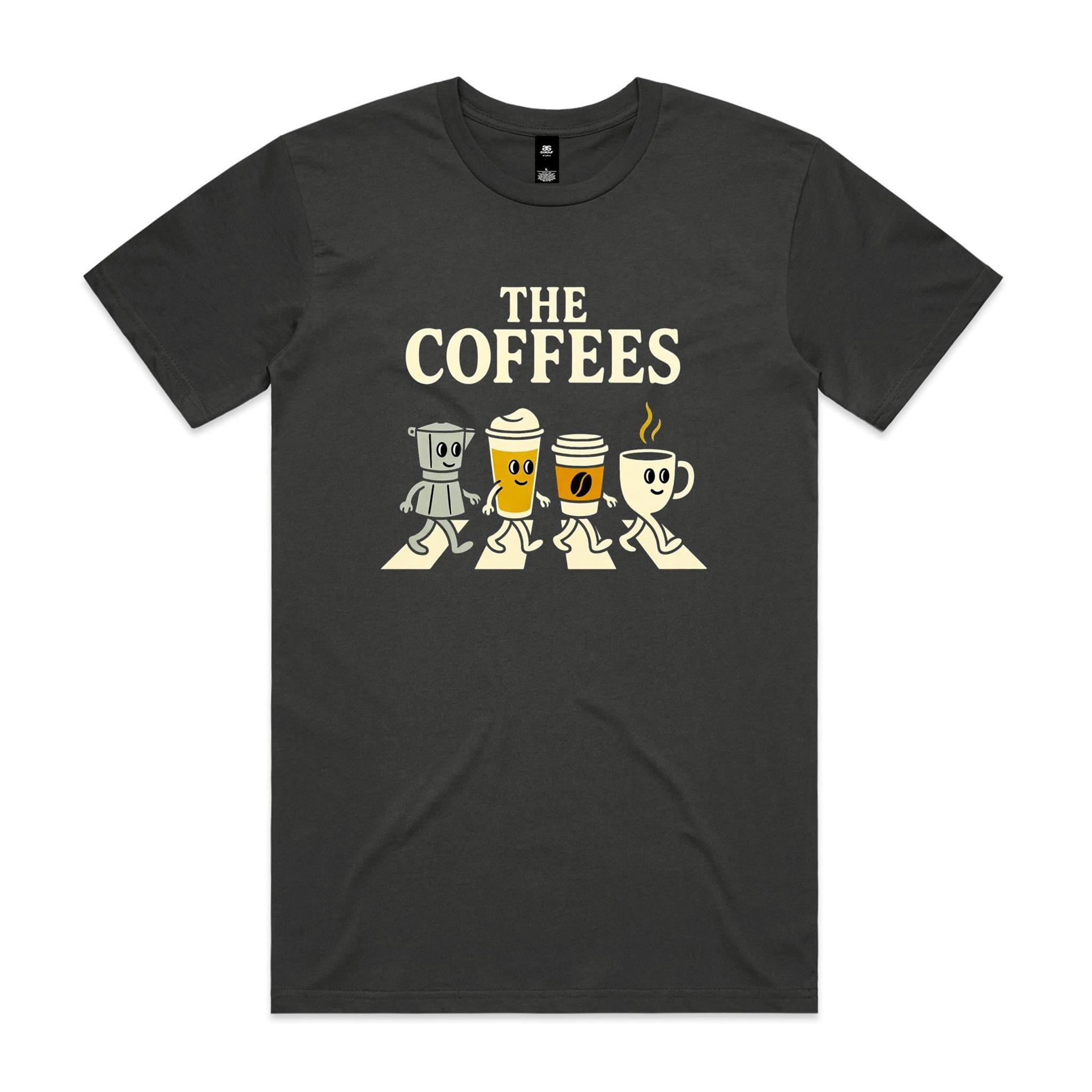 The Coffees, Crossing Road - Men's AS Colour T-shirt Coal Mens T-shirt Coffee Music Printed In Australia