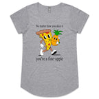 Pineapple Pizza - Womens Scoop Neck T-Shirt Grey Marle Womens Scoop Neck T-shirt Food Printed In Australia