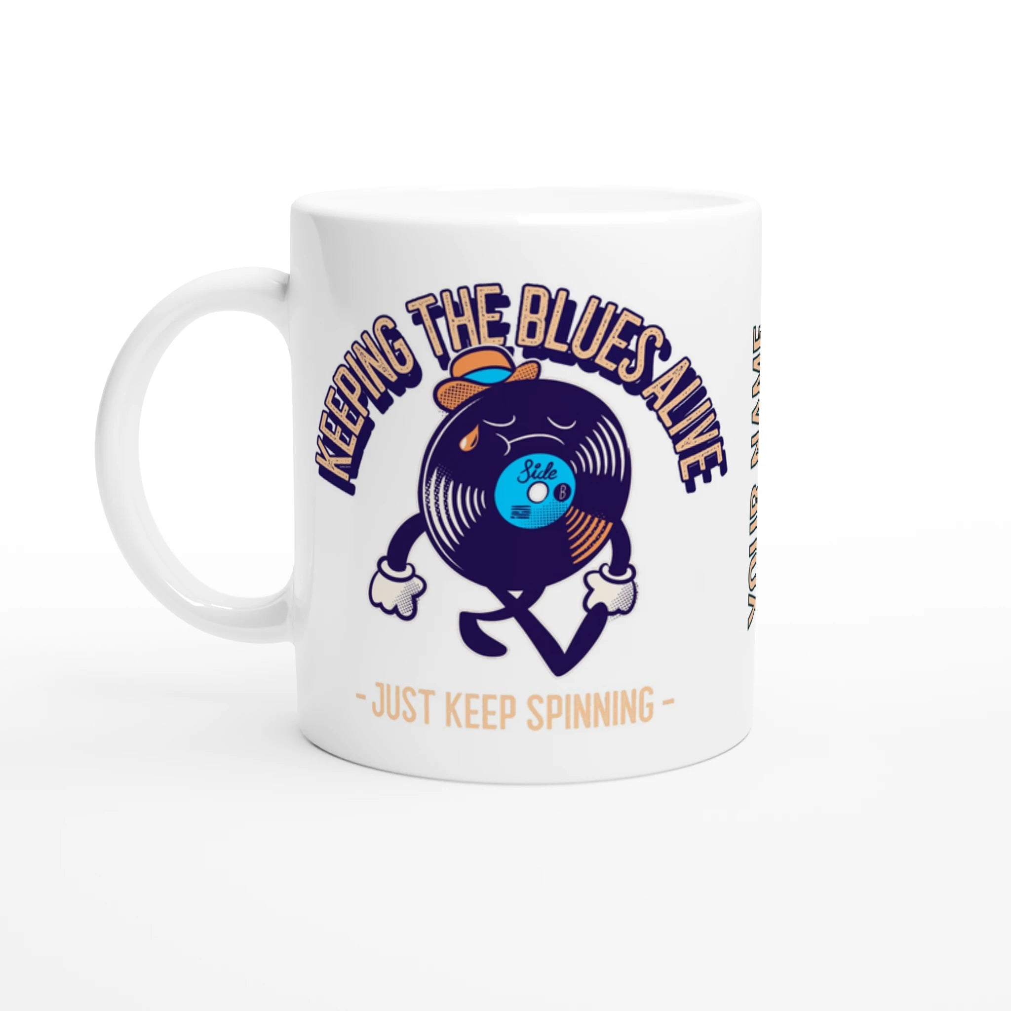 Personalise - Keeping The Blues Alive - White 11oz Ceramic Mug Ceramic White Personalised Mug customise Globally Fulfilled Music personalise