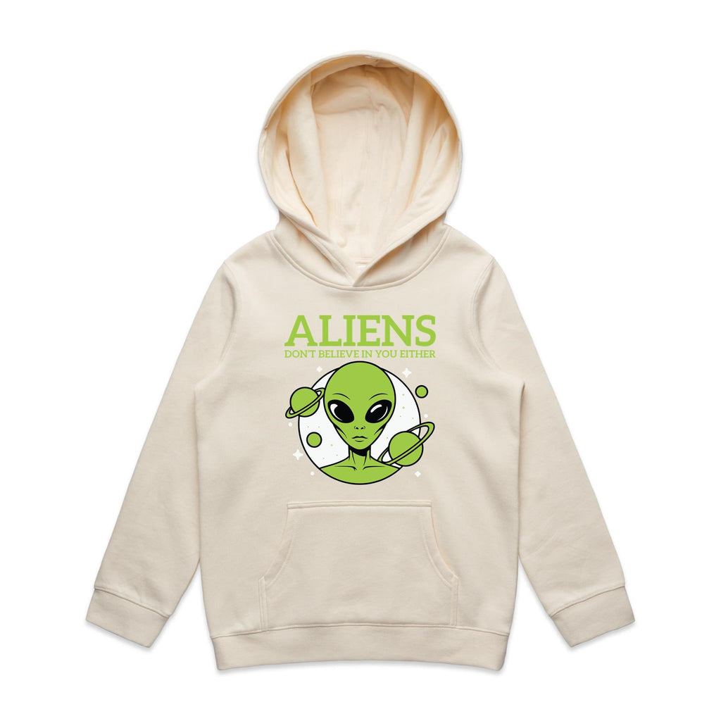 Aliens Don't Believe In You Either Kids AS Colour Hoodie