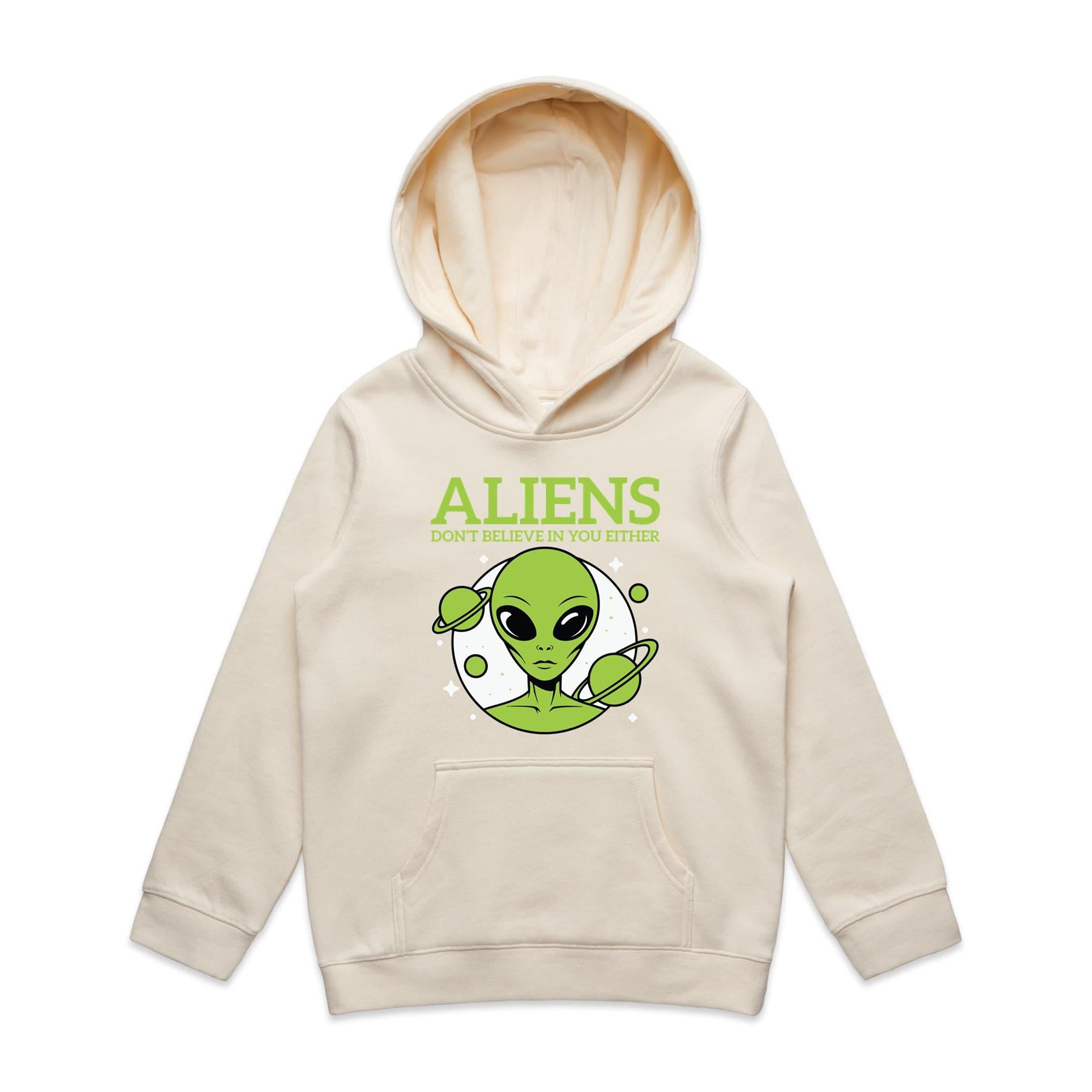 Aliens Don't Believe In You Either Kids AS Colour Hoodie