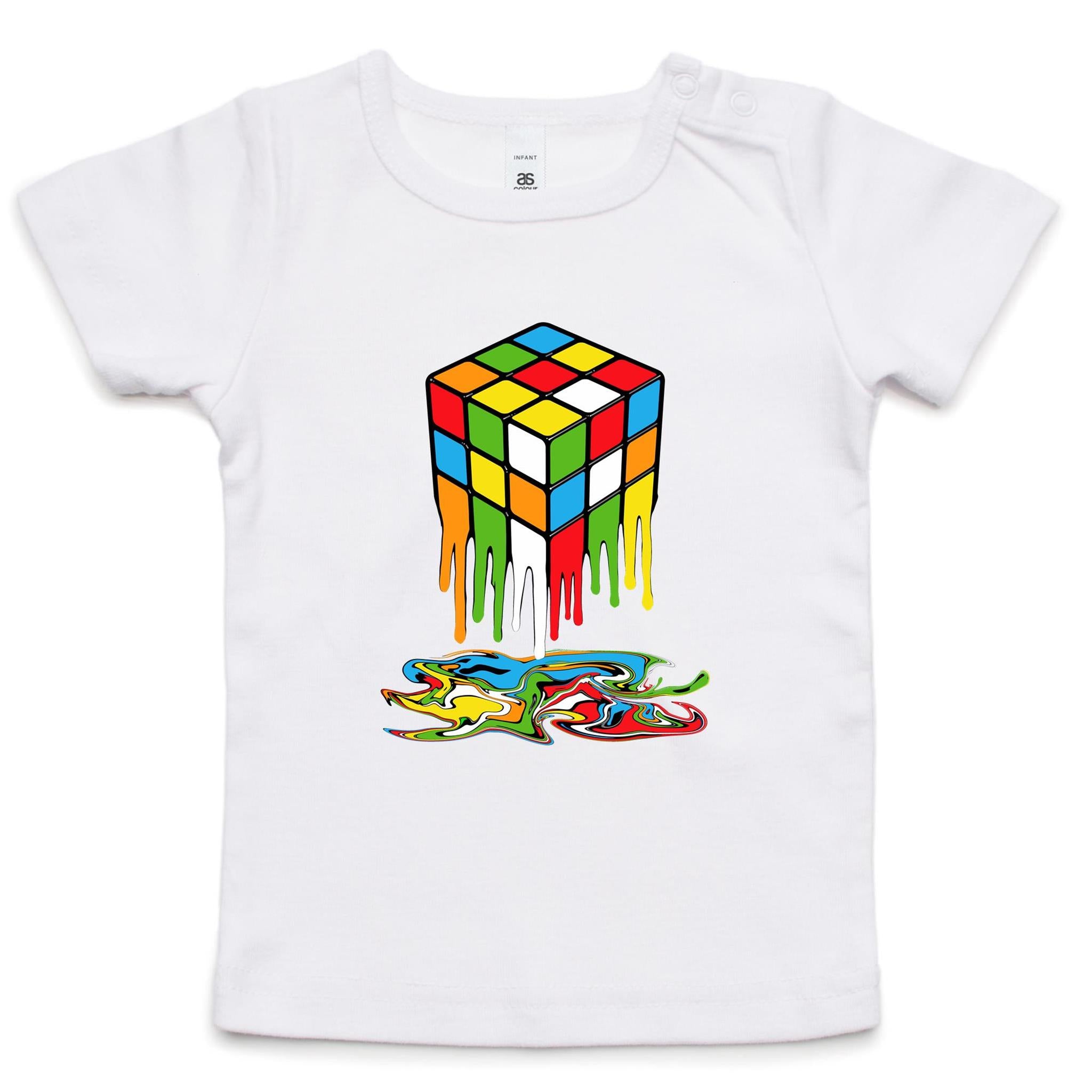 Melting Game Cube - Baby T-shirt White Baby T-shirt Games Printed In Australia