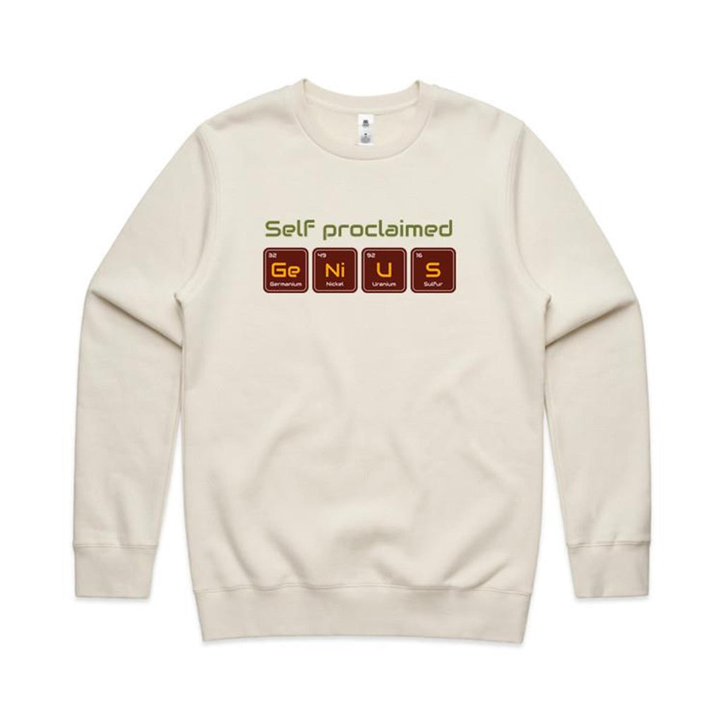 Self Proclaimed Genius, Periodic Table - AS Colour Stencil Crew Ecru Sweatshirt Printed In Australia Science