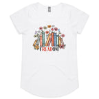 Freedom, Reading Books - Womens Scoop Neck T-Shirt White Womens Scoop Neck T-shirt Printed In Australia Reading