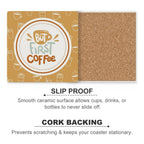 But First, Coffee - Ceramic Coasters (Square) Ceramic Coasters Coffee Printed Offshore