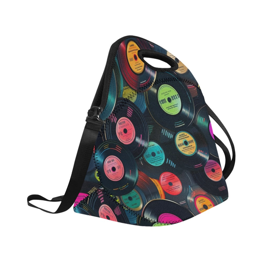 Retro Vinyl Records - Neoprene Lunch Bag Neoprene Lunch Bag Printed Offshore