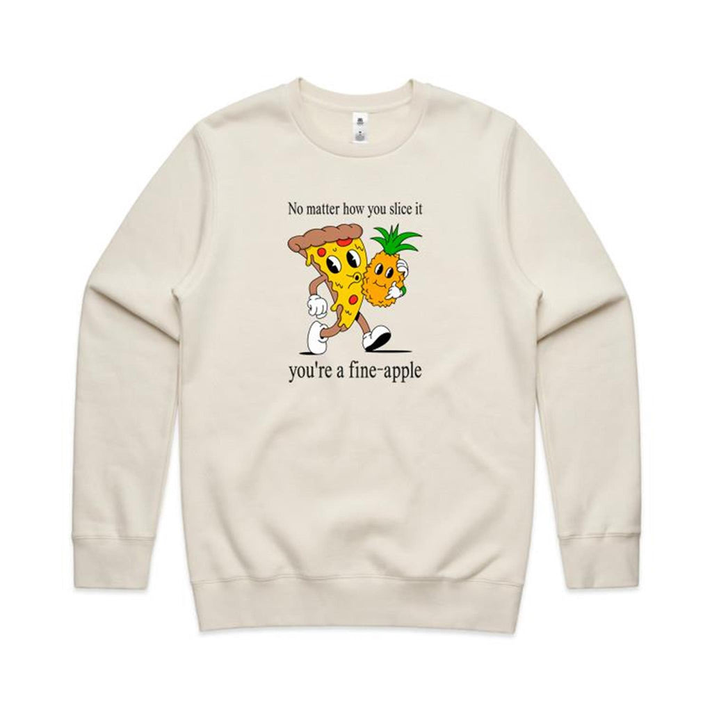 Pineapple Pizza - AS Colour Stencil Crew Ecru Sweatshirt Food Printed In Australia
