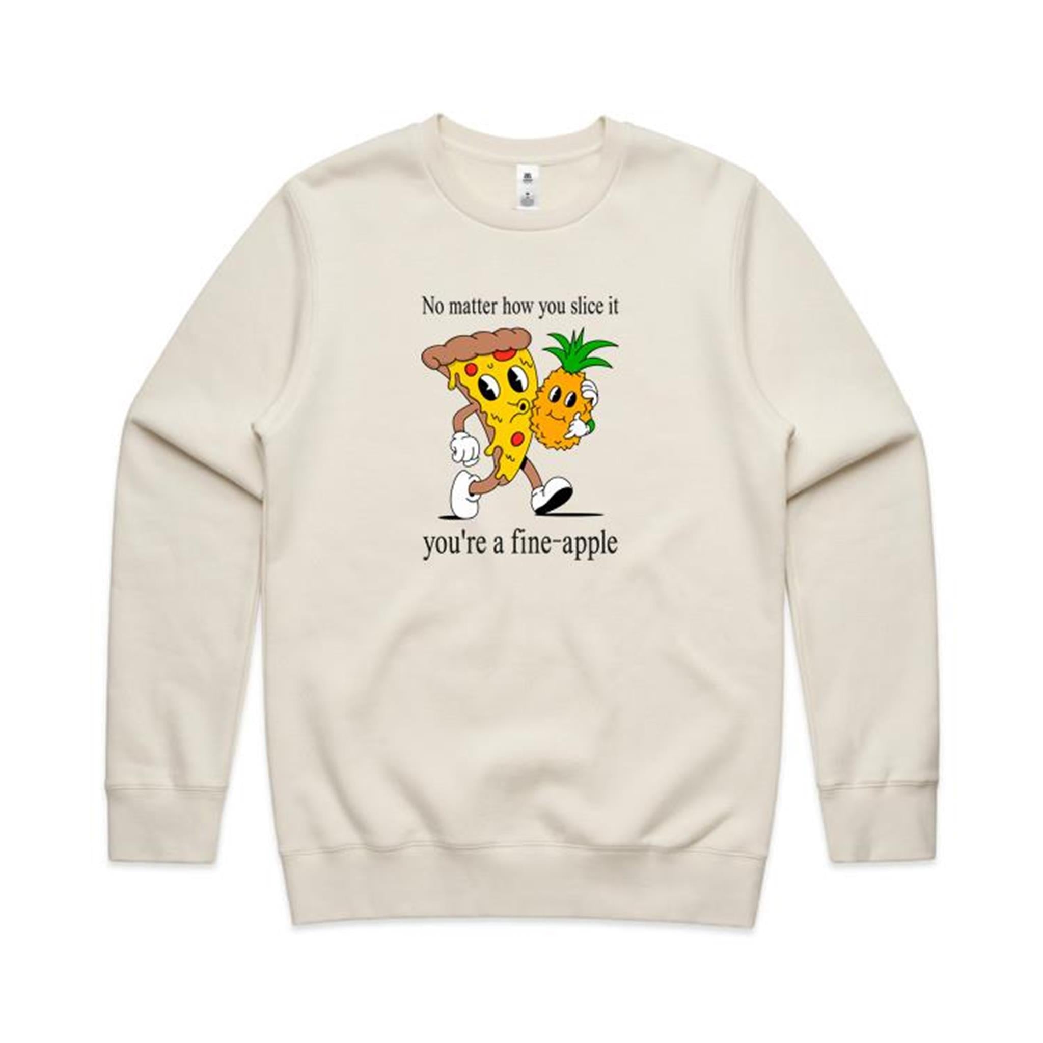 Pineapple Pizza - AS Colour Stencil Crew Ecru Sweatshirt Food Printed In Australia