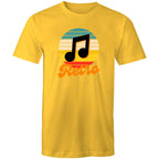 Retro Music - Mens T-Shirt Yellow Mens T-shirt Music Printed In Australia Retro