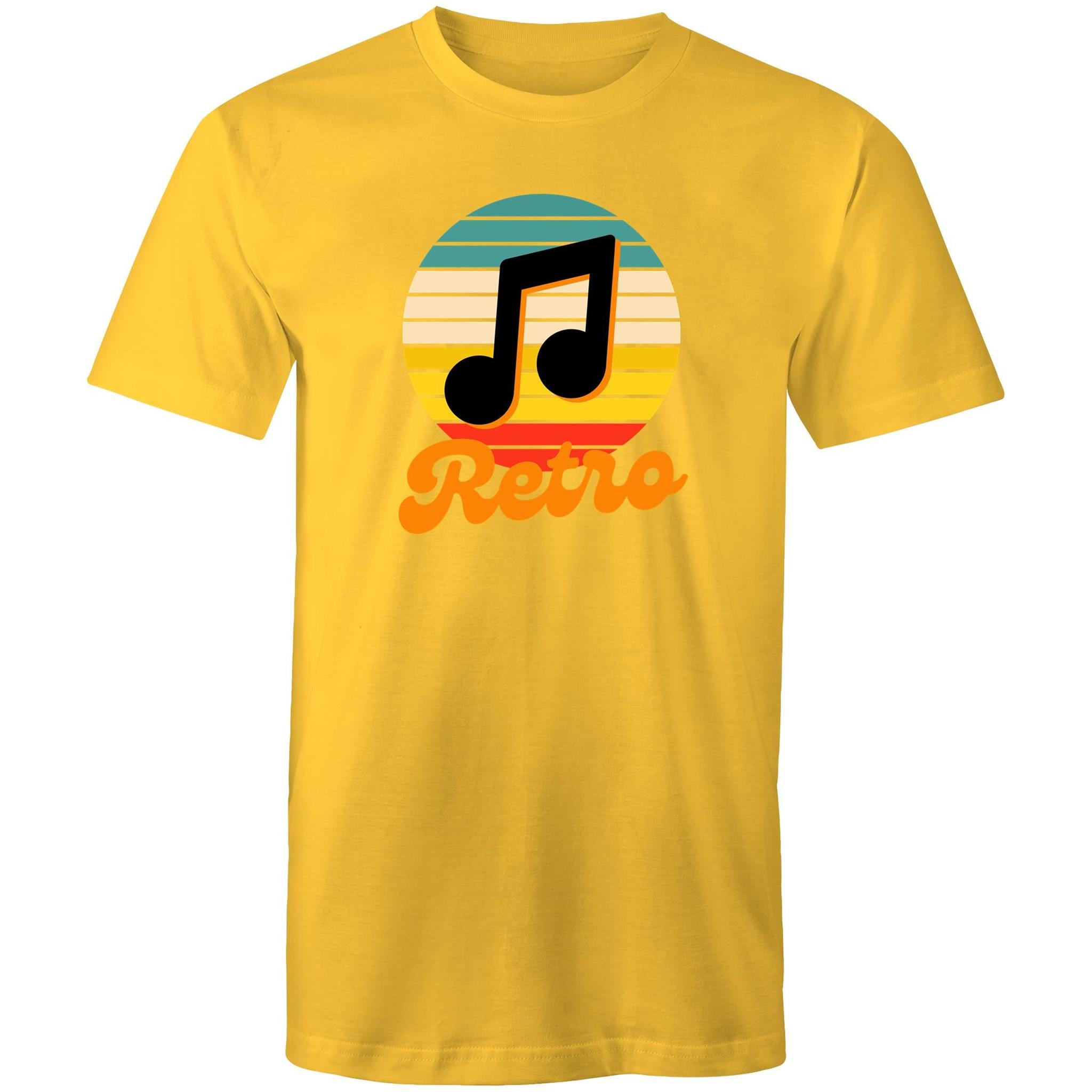 Retro Music - Mens T-Shirt Yellow Mens T-shirt Music Printed In Australia Retro