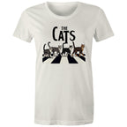 The Cats, Fab Four Crossing Road - Womens T-shirt Natural Womens T-shirt animal Music Printed In Australia