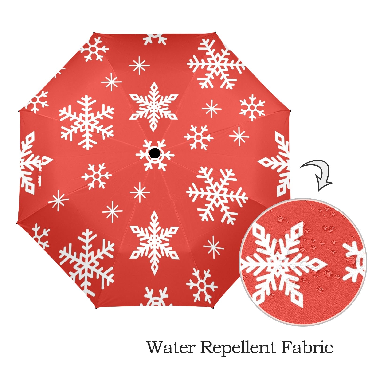 Red Snowflakes, Christmas - Semi-Automatic Foldable Umbrella (Model U12) Semi-Automatic Foldable Umbrella (U12)