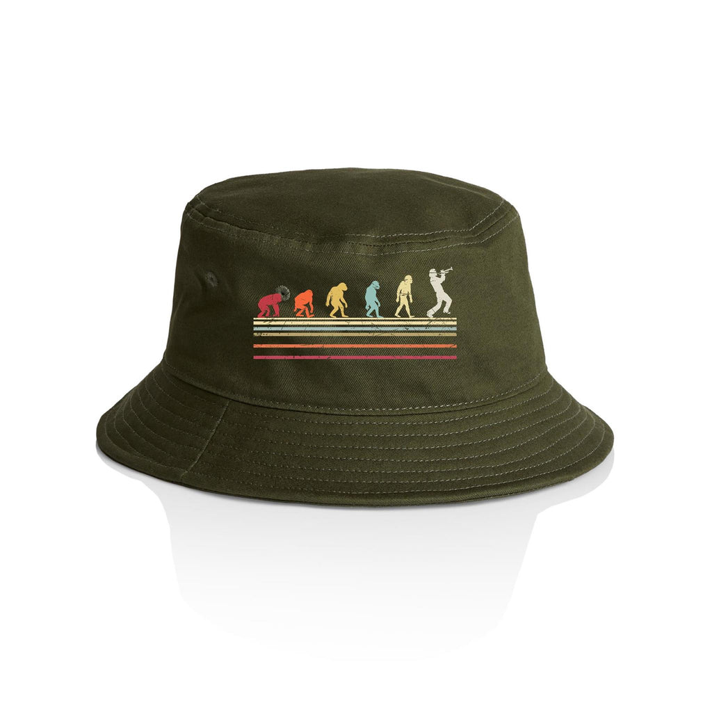 Evolution Of A Trumpet Player AS Colour Bucket Hat Army One Size As Colour Bucket Hat Music Printed In Australia