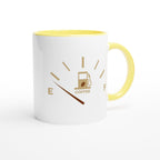 Coffee Fuel Gauge - White 11oz Ceramic Mug with Colour Inside Colour 11oz Mug Coffee Globally Fulfilled