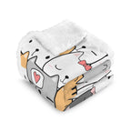 Cat Hello - Double-Layer Fleece Blanket 51"x59"