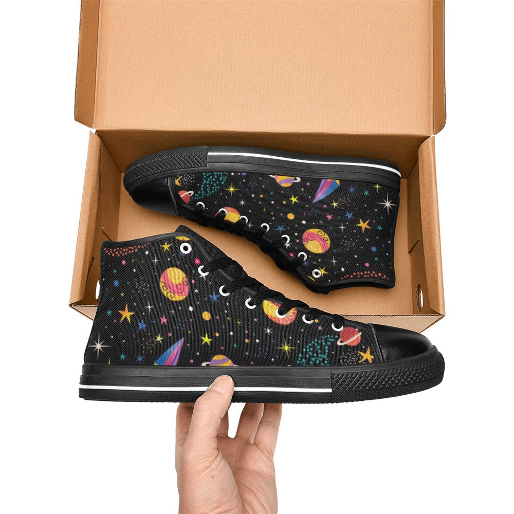 Space - Women's High Top Canvas Shoes