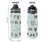 Dog Faces - Insulated Water Bottle with Dual-Use Lid (18oz) Insulated Water Bottle with Dual-Use Lid (18oz) animal Printed Offshore