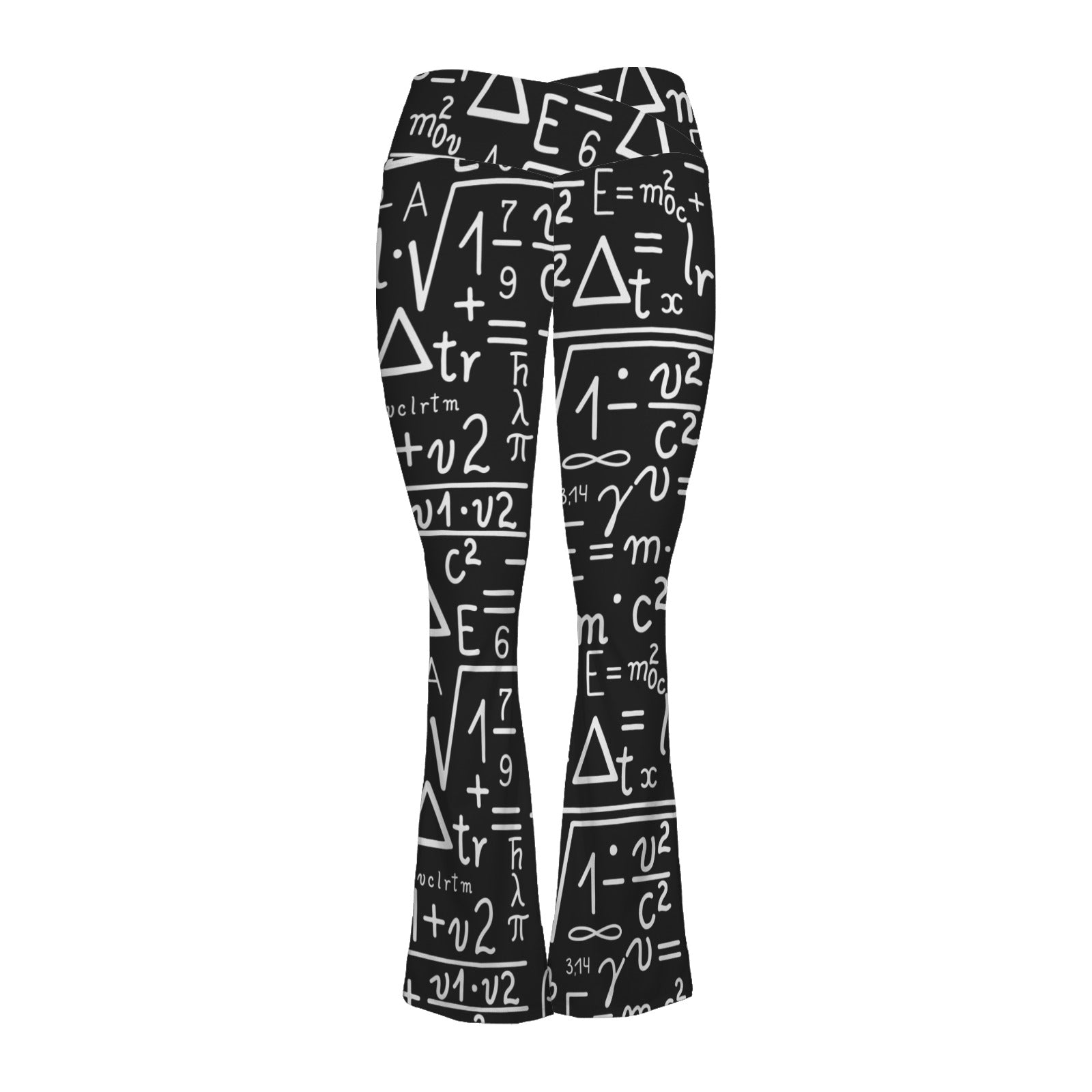 Mathematics High Waist Crossover Tummy Control Flare Leggings High Waist Flare Leggings Maths Printed Offshore