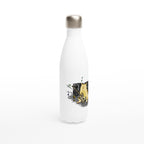 Cat Bass Player - White 17oz Stainless Steel Water Bottle White Water Bottle animal Globally Fulfilled Music