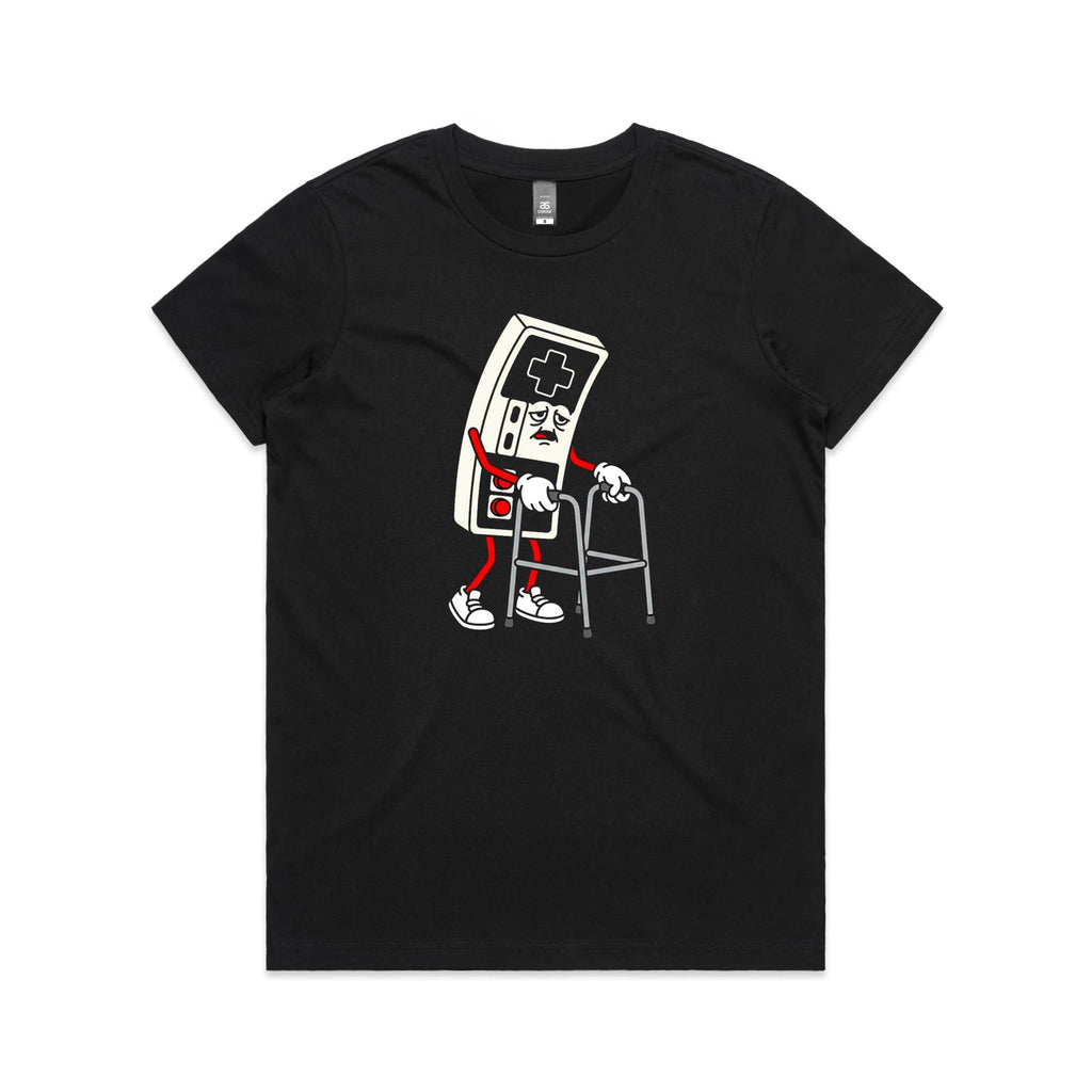 Retro Gamer Women's AS Colour T-shirt Black Womens T-shirt Games Printed In Australia