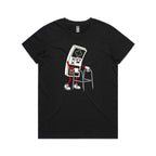 Retro Gamer Women's AS Colour T-shirt Black Womens T-shirt Games Printed In Australia