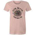 Tangled Christmas Lights, I'm Fine, This Is Fine, Everything Is Fine - Womens T-shirt Pale Pink Womens Christmas T-shirt Christmas Printed In Australia