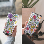 Hippie Butterfly And Flowers - 20oz Mobile Tumbler with Lid (Black Lock)