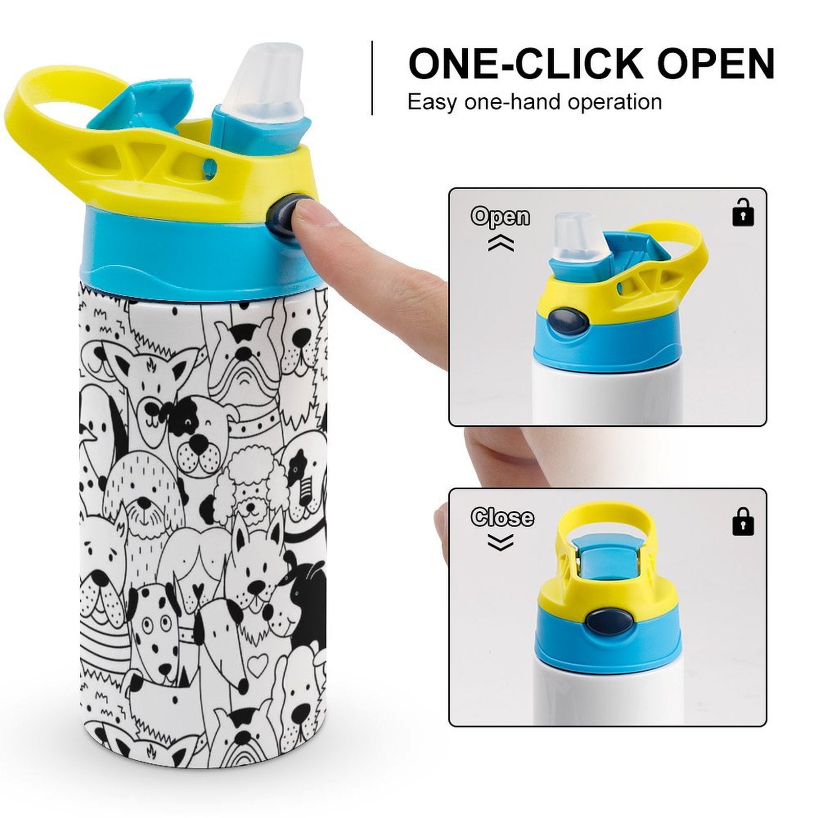Dogs In Black And White - Little Kids Water Bottle Little Kids Water Bottle animal Printed Offshore
