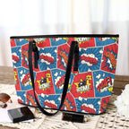 Comic Book - Leather Tote Bag-Large