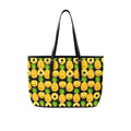 Happy Pineapples PU Leather Tote Bag Large One Size Leather Tote Bag-Large Printed Offshore