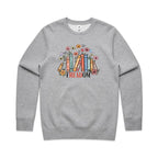 Freedom, Reading Books - AS Colour Stencil Crew Grey Marle Sweatshirt Printed In Australia Reading