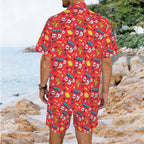 Comic Book Red Men's Hawaiian Shirt & Shorts Set Men's Hawaiian Shirt & Shorts Set comic Printed Offshore