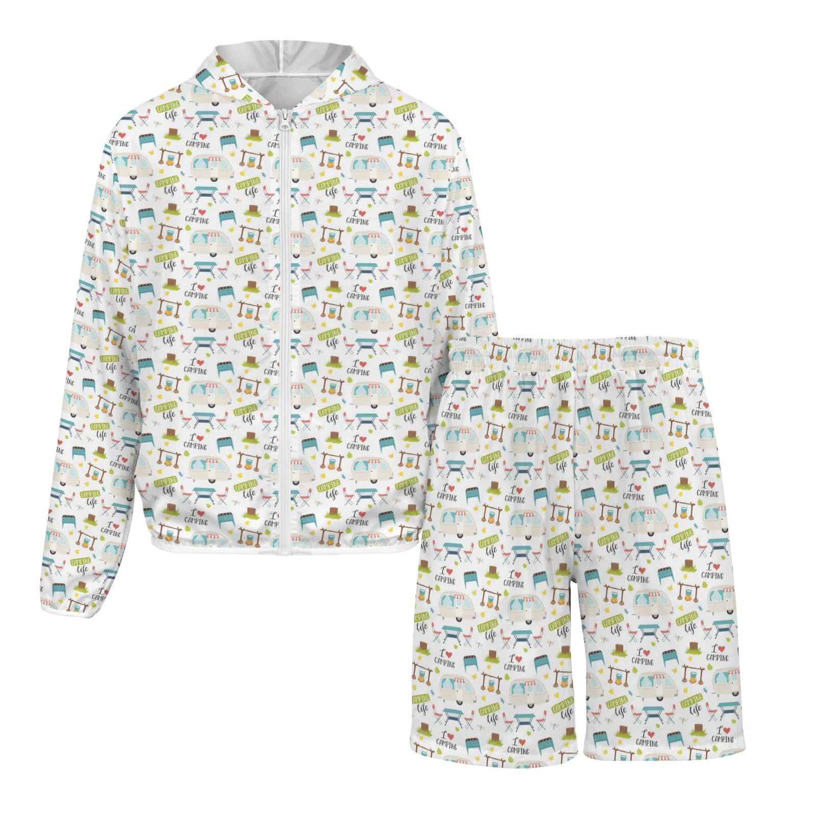Camping Life Men's Lightweight Sun Hoodie & Shorts Set Men's Lightweight Sun Hoodie & Shorts Printed Offshore