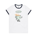 Coffee Time - Women's Ringer Tee White Navy Womens Ringer T-shirt Coffee Printed In Australia