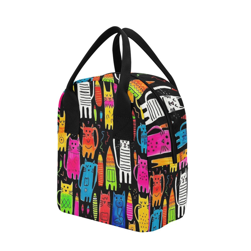 Colourful Cats - Zipper Lunch Bag Zipper Lunch Bag Printed Offshore
